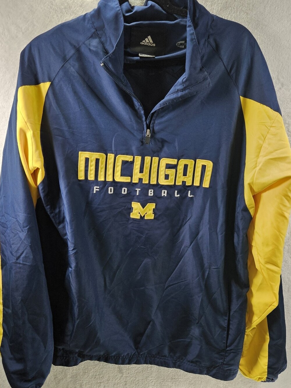 Michigan Wolverines Quarter Zip Pullover Mens Large Blue Adidas Golf